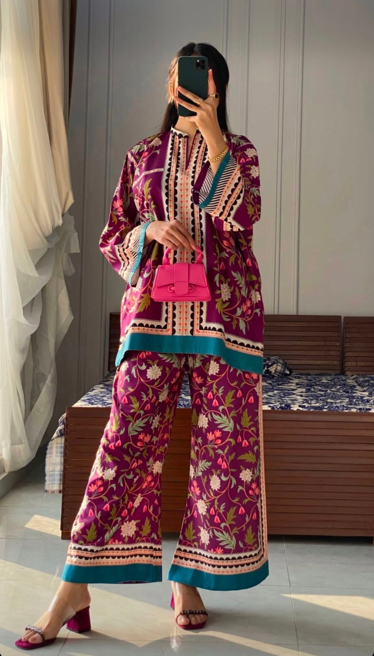 Sapphire Glow -Silk 2pc Digital Print