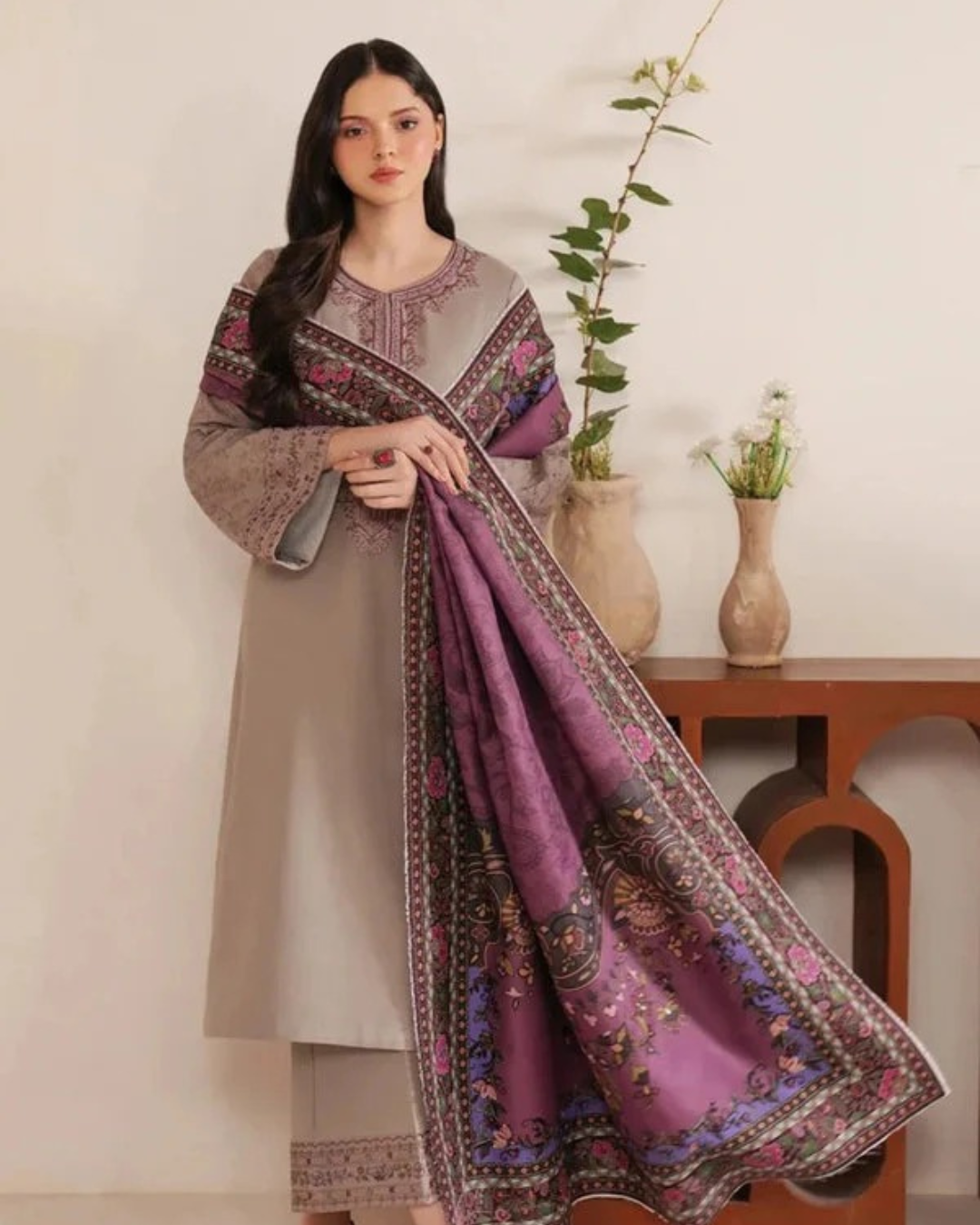 Garnet Embroidered stiched (3 piece) ZL1001