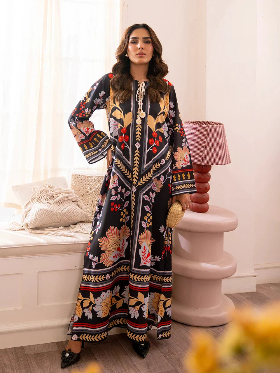 Nargis - Stitched 2pc Kaftan style printed Suit - Premium Fabric