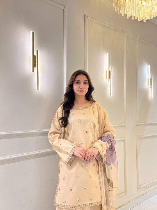 Arshia Embroidred 3Pc - Premium Fabric