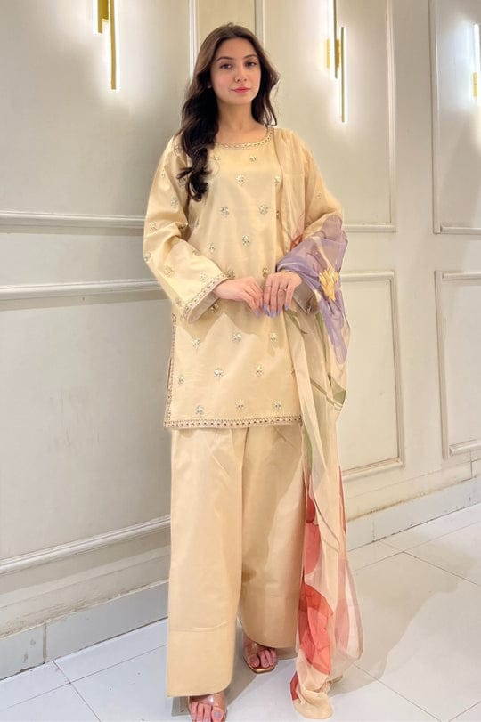 Arshia Embroidred 3Pc - Premium Fabric